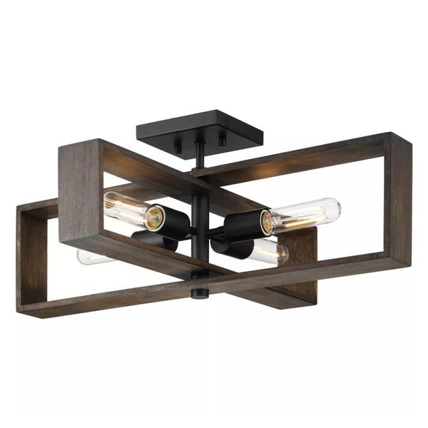 4 Light Matte Black Roasted Chicory Ceiling Light Fixture