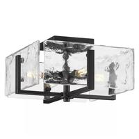 Progress Lighting 4 Light Matte Black Clear Textured Glass Ceiling Light Fixture