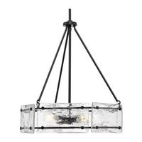 Progress Lighting 5 Light Matte Black Clear Textured Flat Glass Traditional Style Chandelier Light Fixture