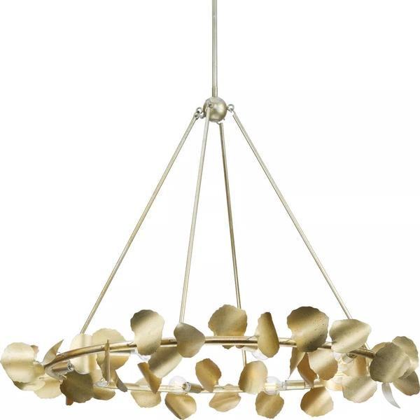 8 Light Gilded Sliver Modern Organic Style Chandelier Light Fixture