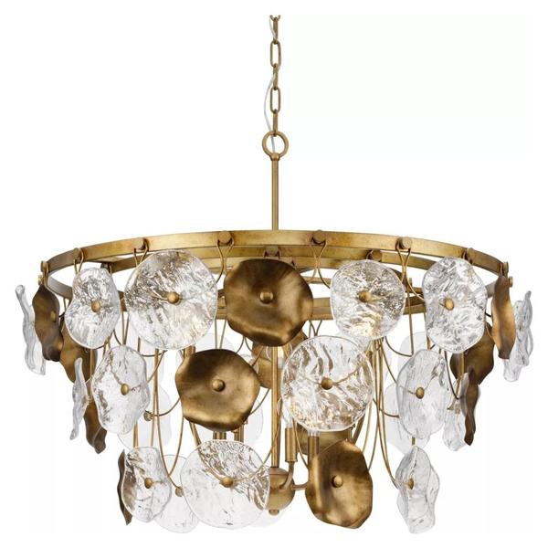 9 Light Gold Ombre Glass Accents Modern Organic Style Chandelier Light Fixture