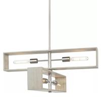 Progress Lighting 4 Light Brushed Nickel Grey Washed Oak Chandelier Light Fixture