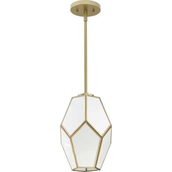 1 Light Vintage Gold White Art Glass Shade Dimmable Pendant Light Fixture