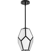 Progress Lighting 1 Light Matte Black White Art Glass Shade Dimmable Pendant Light Fixture