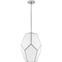 Progress Lighting 1 Light Brushed Nickel White Art Glass Shade Dimmable Pendant Light Fixture