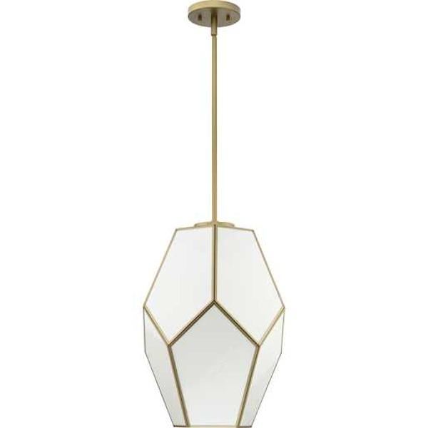1 Light Vintage Gold White Art Glass Shade Dimmable Pendant Light Fixture