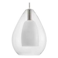 Progress Lighting 1 Light Brushed Nickel Clear Glass Bell with Opal Glass Shade Pendant Light Fixture