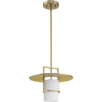Progress Lighting 1 Light Brushed Bronze Etched White Glass Shade Pendant Light Fixture