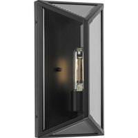 Progress Lighting 1 Light Black with Clear Beveled Glass Outdoor Wall Light Fixture