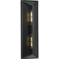 Progress Lighting 2 Light Black with Clear Beveled Glass Outdoor Wall Light Fixture