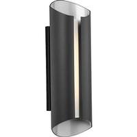 Progress Lighting 11 watt 120 volt 3000K Natural White Black Finish Etched Glass Half Cylinder LED Wall Light Fixture