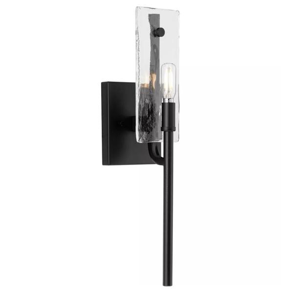 1 Light 120 volt Matte Black Clear Textured Glass Light Fixture