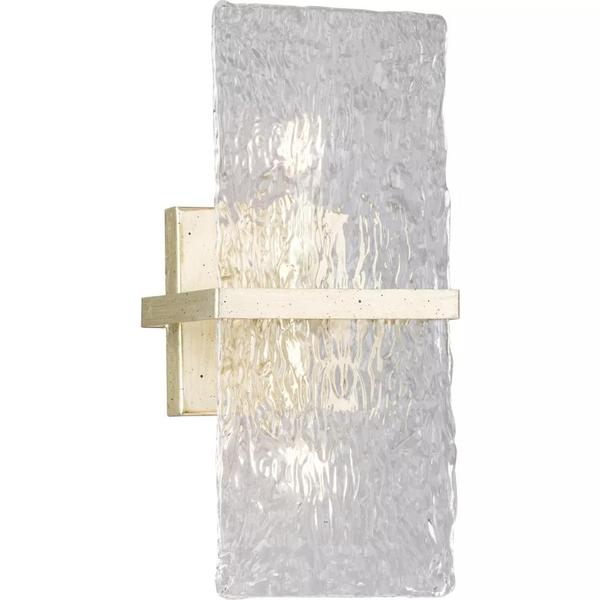 2 Light Gilded Sliver Clear Pressed Glass Light Fixture