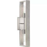 Progress Lighting 2 Light Brushed Nickel/Grey Washed Oak White Light Fixture