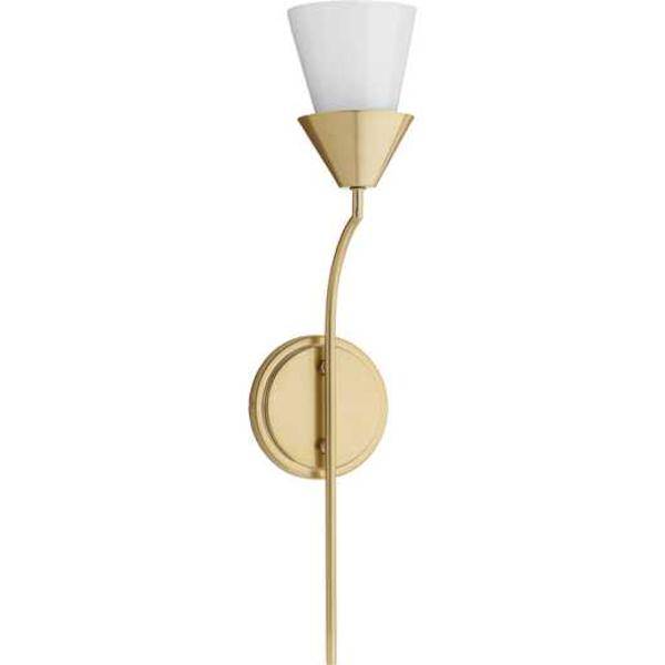 1 Light 120 volt Soft Gold Shades Opal Glass Cone Vanity Light Fixture