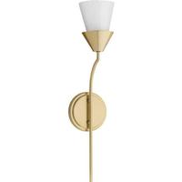 Progress Lighting 1 Light 120 volt Soft Gold Shades Opal Glass Cone Vanity Light Fixture