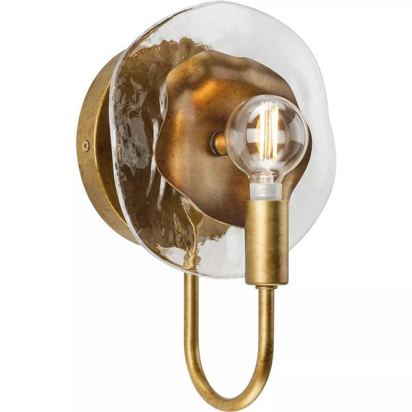 1 Light 120 volt Gold Ombre Vanity Clear Glass Round Light Fixture