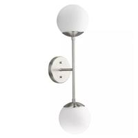 Progress Lighting 2 Light Brushed Nickel Vanity Etched Round Glass Light Fixture