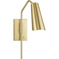 Progress Lighting 1 Light 120 volt Brushed Gold Metal Cone Shade Light Fixture