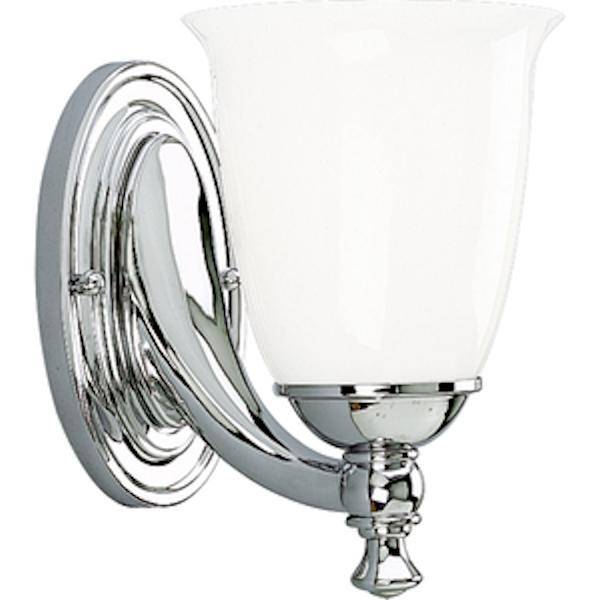 1 Light 120 volt Polished Chrome Vanity Opal Glass Light Fixture