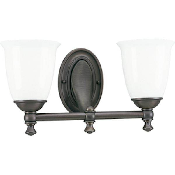 2 Light 120 volt Bronze Vanity Opal Glass Light Fixture
