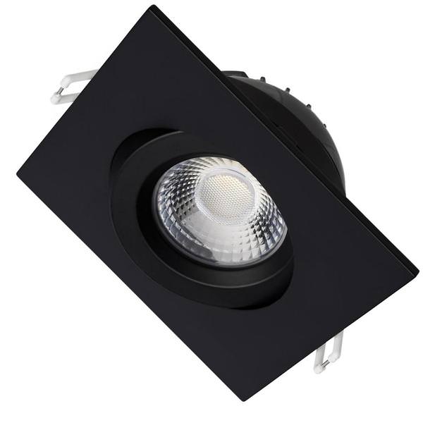 4" 12 watt 120 volt CCT Selectable Black Finish Gimbaled Square Dimmable LED Recessed Downlight