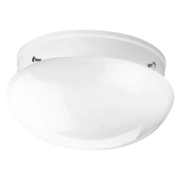 2 Light White Finish White Glass Bowl Ceiling Light Fixture