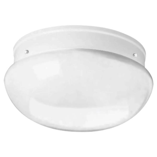 2 Light White Finish White Glass Bowl Ceiling Light Fixture