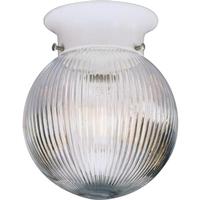 Progress Lighting 1 Light White Clear Ribbed Glass Globe Flush Mount Ceiling Light Fixture