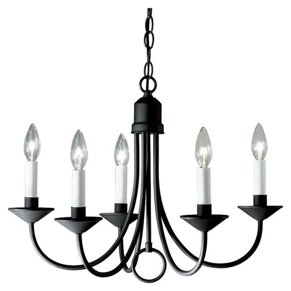 5 Light Black Traditional Style Chandelier Light Fixture