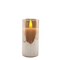 RAZ Imports 2" x 4" Ivory Wax Gold Glass LED Pillar Candle with Timer
