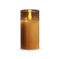 RAZ Imports 2" x 4" Ivory Wax Gold Glass LED Pillar Candle with Timer