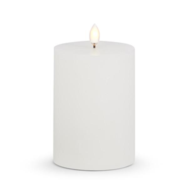 3.5" x 5" White Wax LED Pillar Candle with Timer