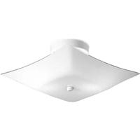 Progress Lighting 2 Light White Glass Ceiling Mount Light Fixture