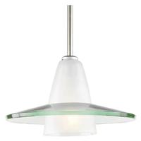 Progress Lighting 1 Light Brushed Nickel Clear and Etched Glass Shade Pendant Light Fixture