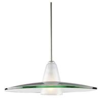 Progress Lighting 1 Light Brushed Nickel Clear and Etched Glass Shade Pendant Light Fixture