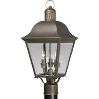 Progress Lighting 3 Light Candelabra Screw Base Antique Bronze with Clear Seeded Glass Wall Light Fixture