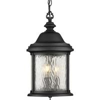 Progress Lighting 3 Light Candelabra Screw Base Antique Bronze with Clear Seeded Glass Ashmore Hanging Light Fixture
