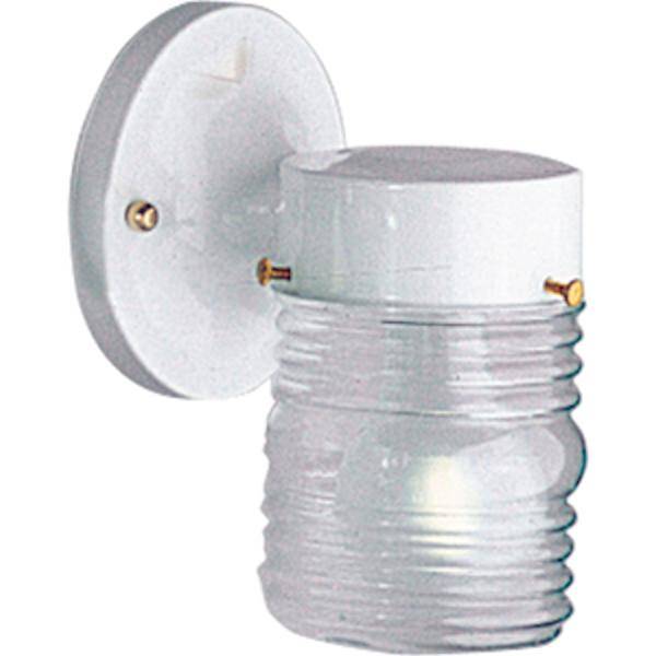 1 Light White with Clear Glass Shade Wall Light Fixture
