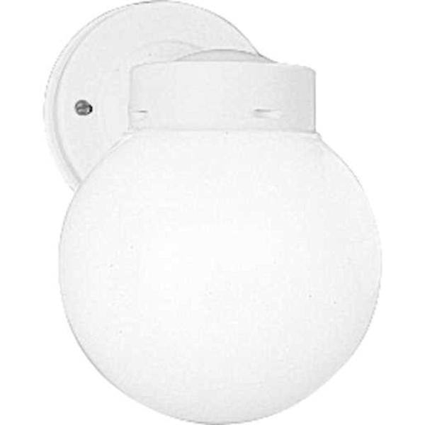 1 Light White with White Glass Globe Wall Light Fixture