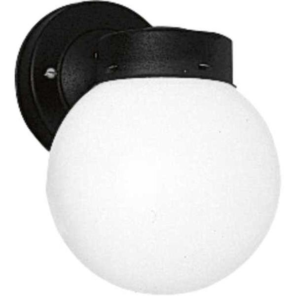 1 Light Black with White Glass Globe Wall Light Fixture