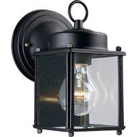 Progress Lighting 1 Light Black with Clear Flat Glass Panel Wall Light Fixture