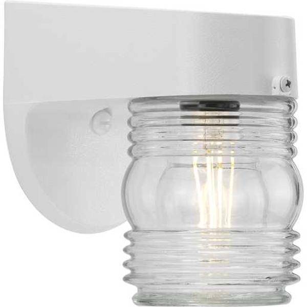 1 Light White with Clear Glass Shade Wall Light Fixture