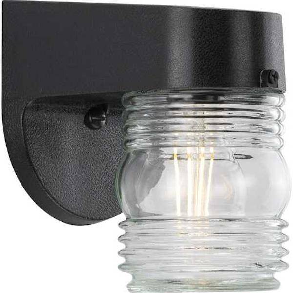 1 Light Black with Clear Glass Shade Wall Light Fixture