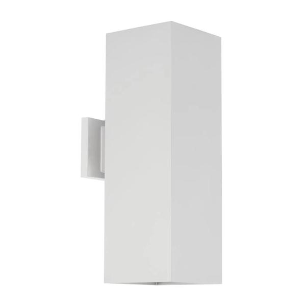 2 Light White Finish Square Up/Down Wall Light Fixture