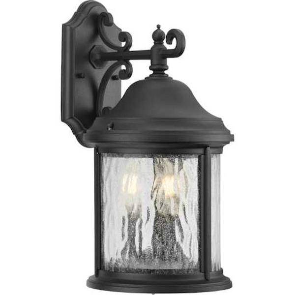3 Light Black with Clear Curved Seeded Glass Ashmore Wall Light Fixture