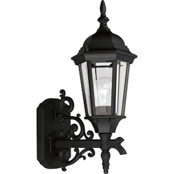 1 Light Black with Clear Beveled Glass Wall Light Fixture