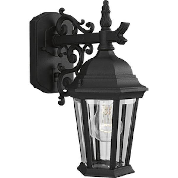 1 Light Black with Clear Beveled Glass Wall Light Fixture
