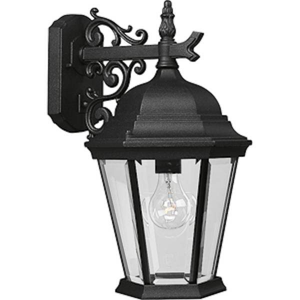 1 Light Black with Clear Beveled Glass Wall Light Fixture