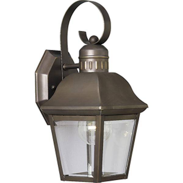 1 Light Antique Bronze with Clear Beveled Glass Wall Light Fixture